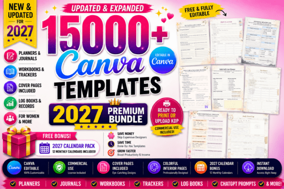 15,000+ Planner Templates, Journals & Digital Products | with PLR Resell Rights Included