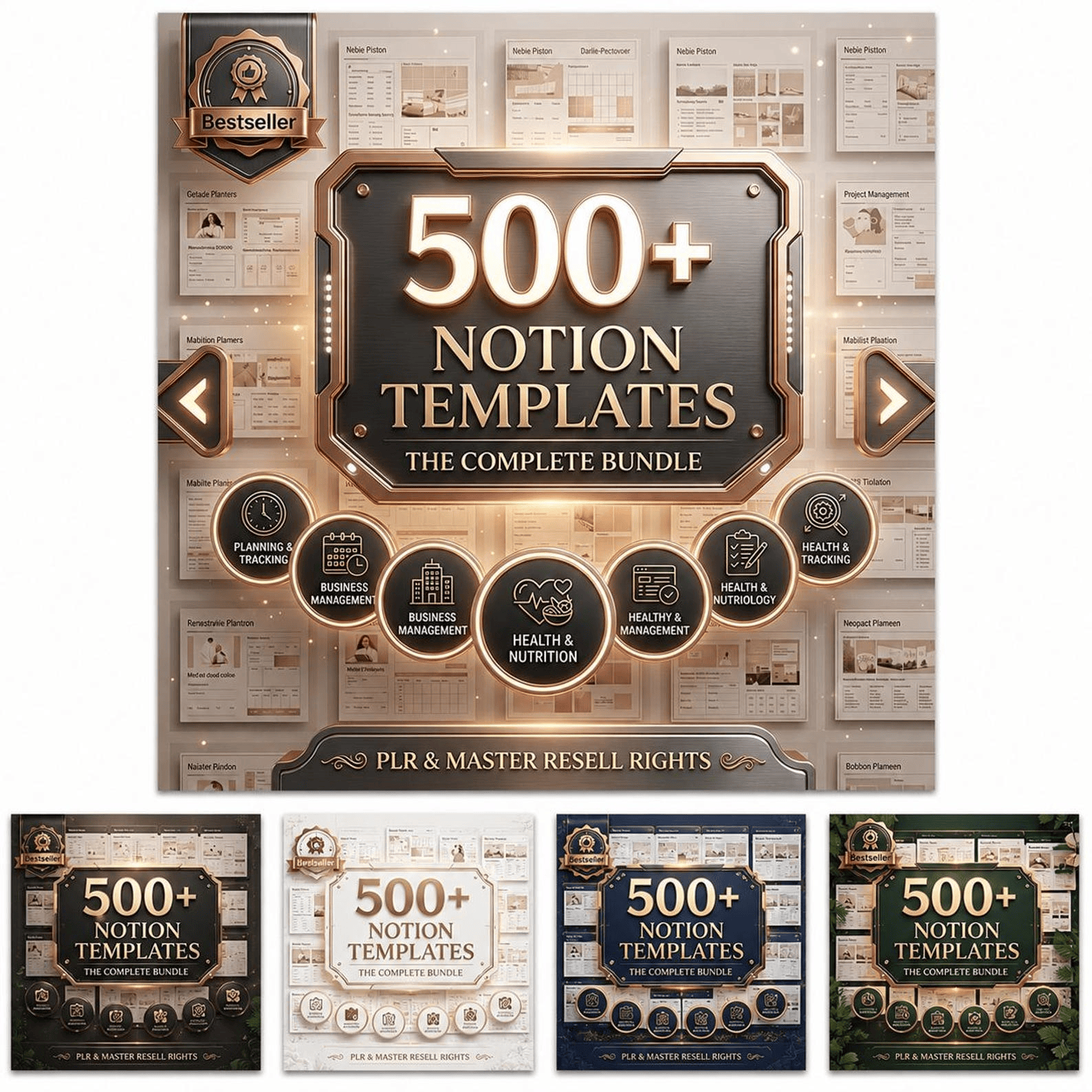 500+ Notion Templates Bundle PLR & Master Resell Rights MRR - Editable Planners | Instant Download