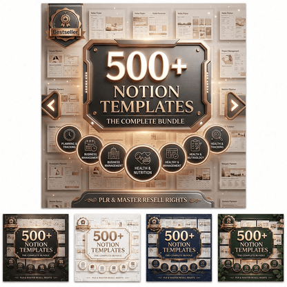 500+ Notion Templates Bundle PLR & Master Resell Rights MRR - Editable Planners | Instant Download