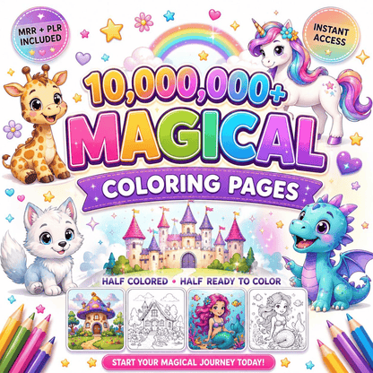 10,000,000+ Coloring Pages Bundle Plr Mrr | Coloring Books Kids & Adults with Resell Rights