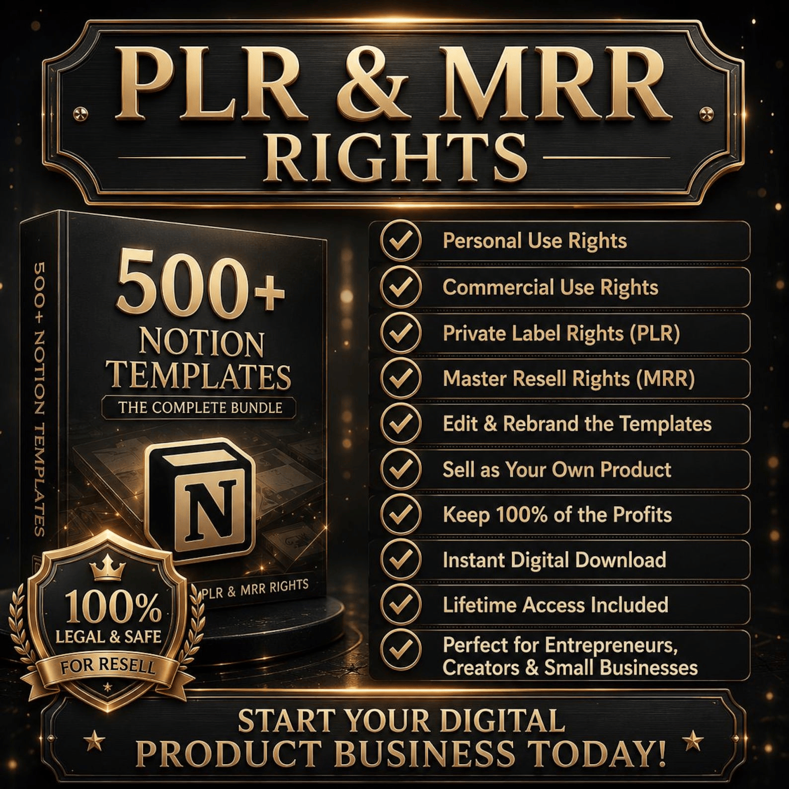 500+ Notion Templates Bundle PLR & Master Resell Rights MRR - Editable Planners | Instant Download