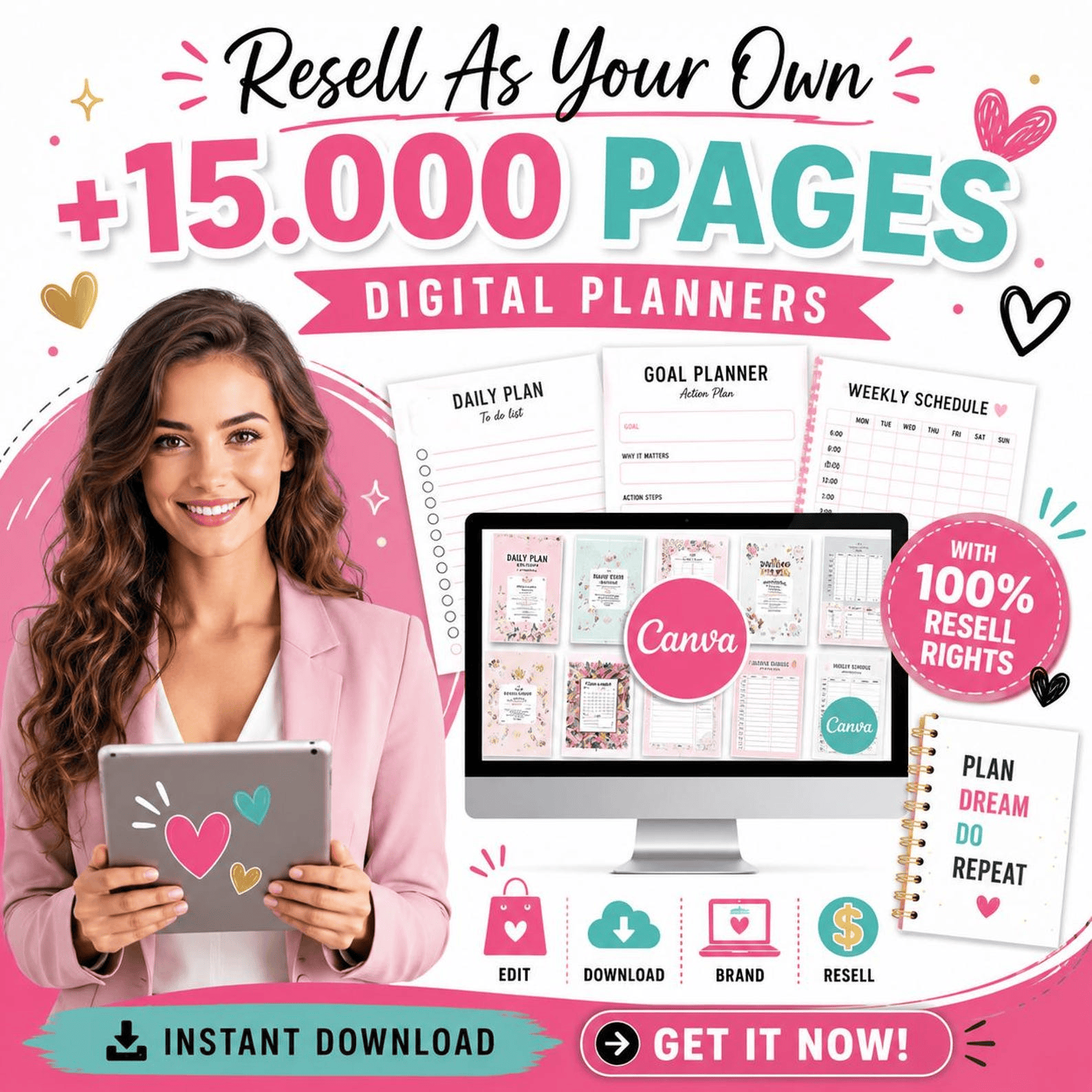 15,000+ Planner Templates, Journals & Digital Products | with PLR Resell Rights Included